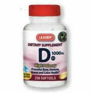 Leader Vitamin D3 1000 IU High Potency Supplements Softgels 250 Count Pack of 6 - Picture 1 of 2