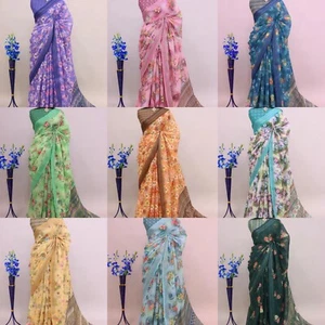 Women's Cotton Linen saree with Running Blouse Piece - Picture 1 of 37