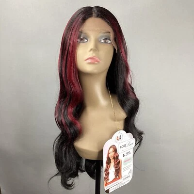 "Peluca frontal de encaje jefe onda cuerpo largo palisandro #TC1B/Bug 5"" parte profunda sintética" Foto 1 de 4