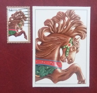 US 1995 32c Used Carousel Horse Scott 2979 & Collector Card VF 1512 - Image 1 of 2