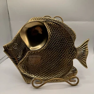 Solid Brass Fish Tray Jewelry Valet Vintage Catch All Dresser Bathroom Decor - Picture 1 of 8