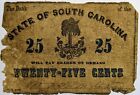 1862 state of south carolina twenty - five cents fractional currency