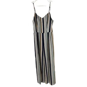 Monteau XL striped side split wide leg one piece jumpsuit pantsuit vacation - Picture 1 of 9