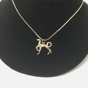 Sterling Silber Kette mit Anhänger Hund Windhund Form 24" L - Bild 1 von 3