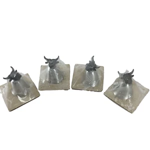 Towle Pewter Bull Steer Head Shot Glasses Jigger Cups Vintage 1970s NEW Lot Of 4 - Picture 1 of 7