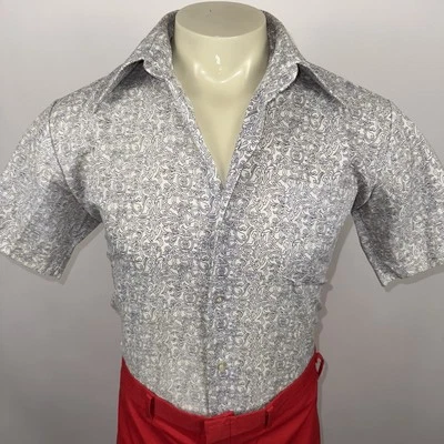 Vtg 60s 70s Lawrence Shirt Butterfly Collar Mod Nik Disco Rockabilly Mens 15.5 - Image 1 of 4