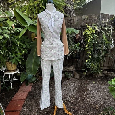 VTG 70’s Lasso Western Suit Women's 2 Piece  Vest  and Pants Cowgirl Rodeo - Image 1 of 4