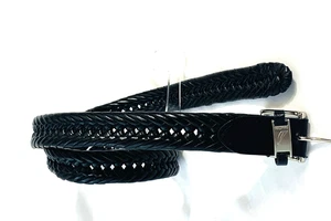 Nautica Flechtgürtel Herren 38 schwarz Kunstleder silberfarbene Schnalle geflochten - Bild 1 von 6
