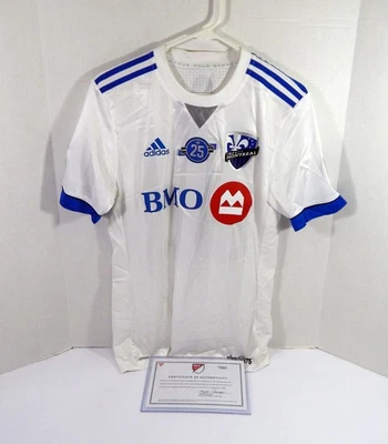 2018 Montreal Impact Michael Azira #32 Game Used Signed White Jersey 25 Patch 0 - Image 1 of 4