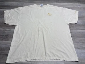Vintage MGM Grand Detroit T-Shirt Distressed Mens Sz 2XL Gold Embroidered Casino - Picture 1 of 10