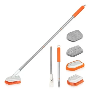 4-in-1 Tile Tub Scrubber with Long Handle, Upgraded Shower Cleaning Brush, 4 ... - Picture 1 of 6