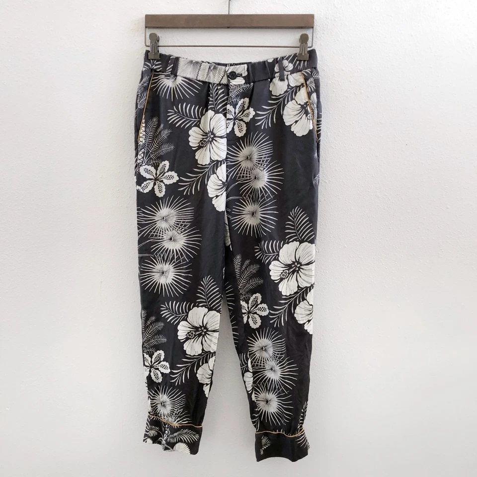 J. Pantalones de seda florales tropicales CREW talla 2 Foto 1 de 4