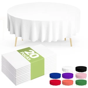 Pureegg Plastic Round Tablecloth - 20 Packs, Table Cloth Round Cover, 84" Dec... - Picture 1 of 5