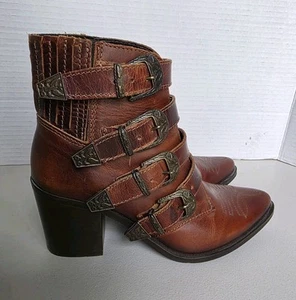 Steve Madden Multi Buckle Pull On Boots Brown Sz 6 - Picture 1 of 12
