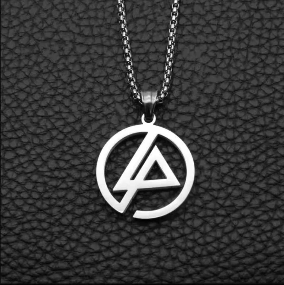 Collar Colgante Retro Plata Titanio Acero Geométrico Linkin Park Cadena 50cm Foto 1 de 4