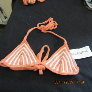 Size 8 Zulu & Zephyr Crocheted Ladies Swimwear Bikini Top Only NWT - Picture 1 of 8