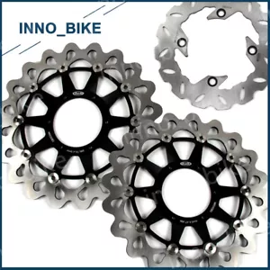 Front Rear Brake Discs Rotors Disk For Honda VTR SP1 RC51 1000 2000 2001 Black - Foto 1 di 3