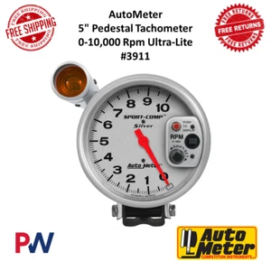AutoMeter Pedestal Tachometer Gauge Air-Core Ultra-Lite Silver 0-10,000 Rpm 5 in - Picture 1 of 10