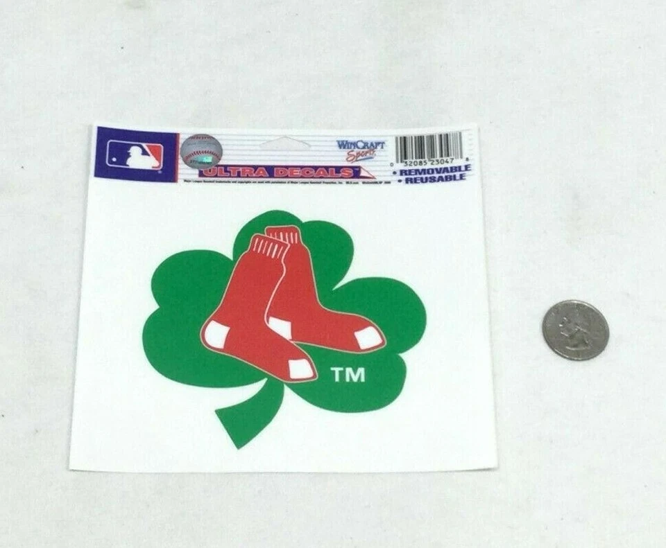 Boston Red Sox Hanging Socks Irish Shamrock Static Cling Window Decal 4x6 Size  - Image 1 of 1
