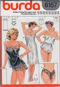 Burda Sewing Pattern 6157 Misses 8-22 Lingerie Slip Teddy Camisole Panties Thong - Picture 1 of 5