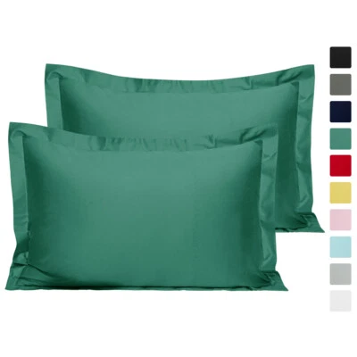 2 Pcs Cotton Sateen Pillow Shams Soft Breathable Pillowcases Standard Queen King - Image 1 of 4