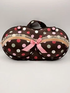 Brag Company Bra Bags - THE BRA TRAVEL BAG - Brown W/ Lace & Polka Dots - Picture 1 of 4