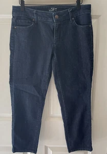 Ann Taylor LOFT Modern Crop Jeans Dark Blue Wash Denim Pants Women Waist Size 31 - Picture 1 of 12