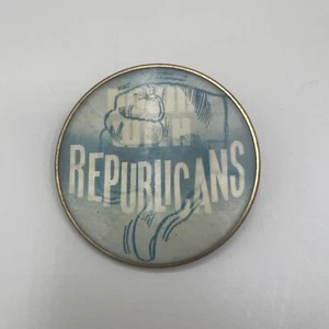 Vintage Down with Republicans Thumbs Down Political Pinback Button Election - Picture 1 of 5