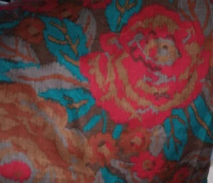 90s FABRIC Material Remnant Silky Dark Floral Rose Vintage Huge Large One Piece  - Picture 1 of 12