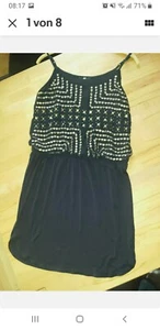 H&M Damen Kleid Gr.XS Gr.36 Party Feier schwarz Schmuckdetails - Bild 1 von 7