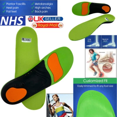 ORTHOTIC INSOLES Arch Support for Plantar Fasciitis Flat Feet Back Heel Pain UK
