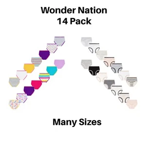 Wonder Nation - Girls Brief Underwear 14-Pack - Purple Theme - Sizes 4-18 - New - Picture 1 of 6
