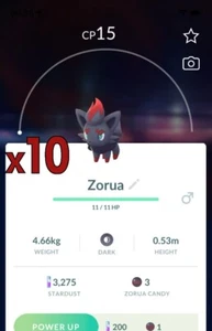 10x Zorua Pokemon Bundle !! Good Chance of Lucky and Good IVs !! Go - Bild 1 von 1