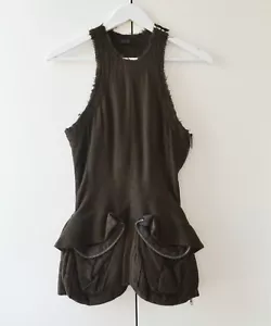 Haider Ackermann Damen-Oberteil ärmellos mit Reißverschluss Wolle Cargo Korsett Militär Größe S - Bild 1 von 10