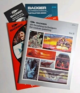 Vintage AIR-BRUSHING TECHNIQUES FOR CUSTOM PAINTING Lot Badger Art Books 80's - Picture 1 of 5