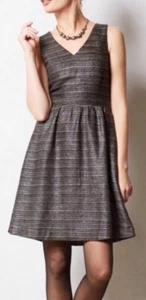 Anthropologie MOULINETTE SOEURS Black Silver Sleeveless Tweed Dress Petite 0 - Picture 1 of 6