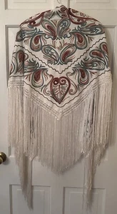 Idyllwind Miranda Lambert Festival Western Embroidered White Fringe Shawl - Picture 1 of 5