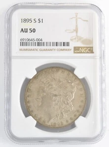 United States 1895-S Morgan $1 90% Silver Dollar NGC Graded AU50 Key Date Coin - Picture 1 of 2