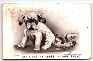 Postcard V. Colby Dog "Can I Put My Shoes in Your Trunk" PM 1909 - Picture 1 of 2