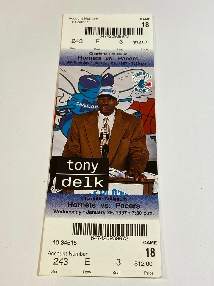 Charlotte Hornets Indiana Pacers Ticket Stub #3 1-29-97 Reggie Miller Glen Rice - Image 1 of 1