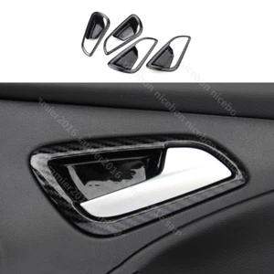 4X Carbon fiber color ABS Door Handle Bowl Cover fit For Ford Focus 2012-2014 ST - Foto 1 di 12