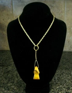 Artisan Egg Yolk, Butterscotch? Amber Arrow Shaped Pendant on 24” Chain Necklace - Picture 1 of 10