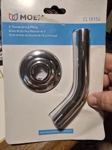 MOEN CL10154 6" SHOWER ARM AND FLANGE POLISHED CHROME NEW IN THE PACKAGE  - Picture 1 of 4