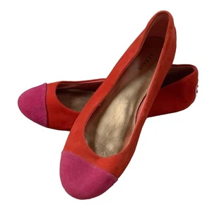 Planos para mujer Alfani EE. UU. talla 7 1/2M superior de cuero y gamuza, rosa/naranja gamuza plana - Imagen 1 de 5
