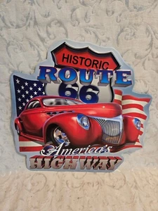 Historic Route 66 Sign - Embossed Shaped Metal - Gas Oil Garage Advertising - Picture 1 of 2