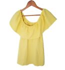 Cupcakes and Cashmere Womens Size Small Yellow Off the Shoulder Polka Dot Dress