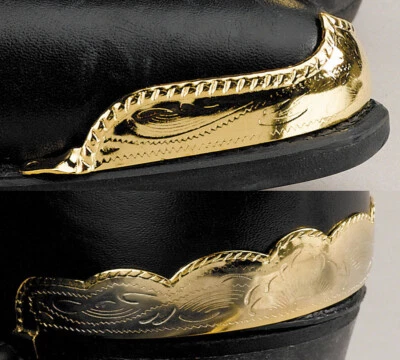 WESTERN EXPRESS Set of Western Cowboy Boot Tip and Heel Guard - Brass Rope Edge Set