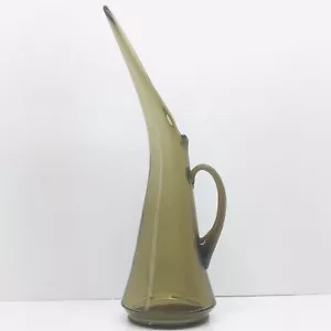 Jarra de vidrio Kanawha 1960 vintage soplada a mano humo arte vidrio florero Ewer - Imagen 1 de 8