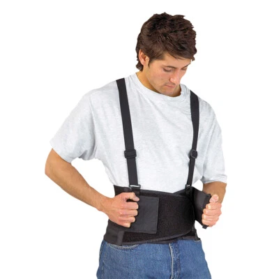 Portwest PW80 Back Support Belt 8" Wide Elasticated Adjustable - Black - Image 1 of 3