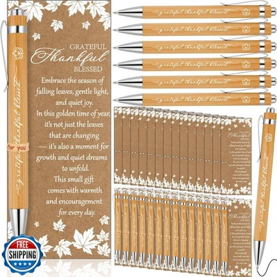 Juego de 50 bolígrafos inspiradores de regalo de Acción de Gracias Gueevin con tarjetas de felicitación otoño  Foto 1 de 4